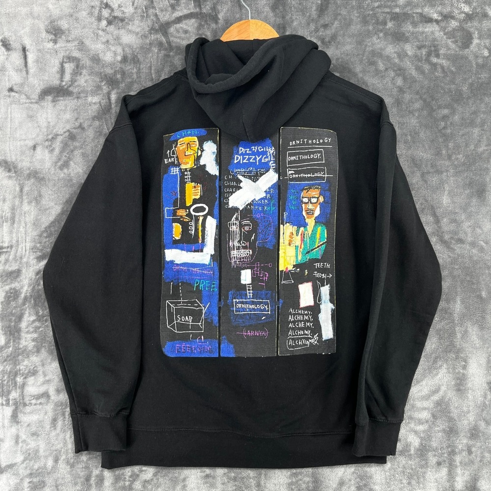 Jean-Michel Basquiat Hoodie Black Adult Small Art Graphic Sweatshirt Crown Logo
